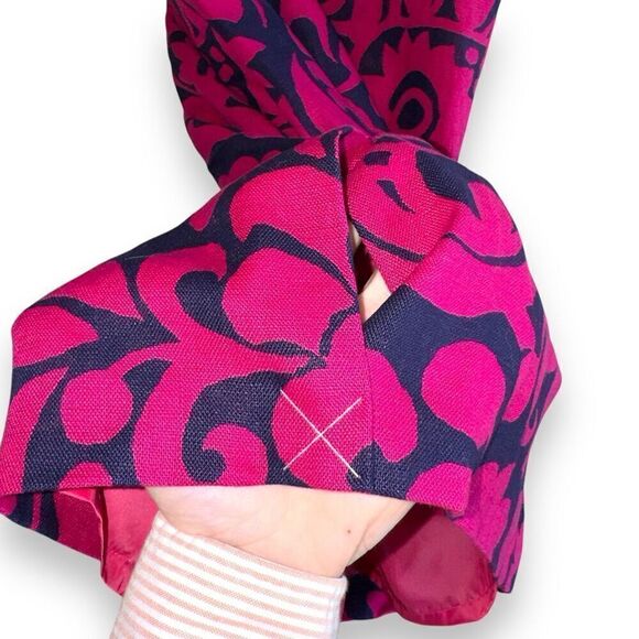 NWT Talbots 100% Linen Pink & Navy Cap Sleeve Dress Sz 8 - Picture 7 of 10